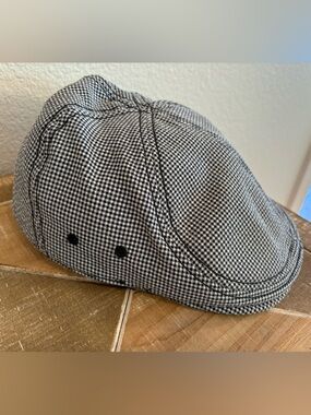 Goorin Bro Flat Cap Newsboy Cabie Plaid Gingham Seersucker Hat Black White XL